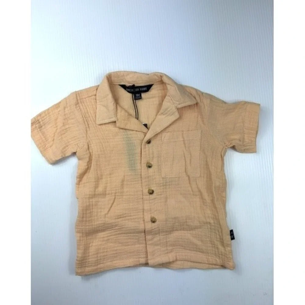 American Hawk Boys‎ 2 Piece Set 18M Apricot Gauze Cotton Shirt Shorts Outfit
